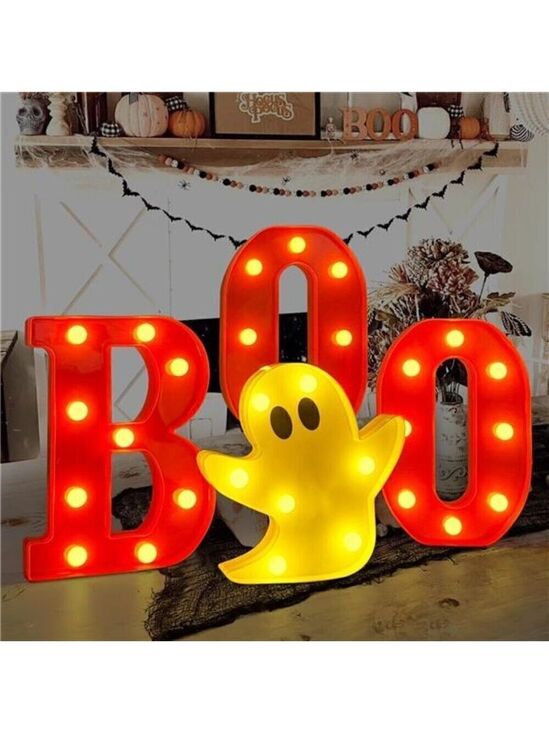 Other - Halloween Decorations Indoor - 4 LED Light Up Letters Boo and Ghost Marquee Sign
